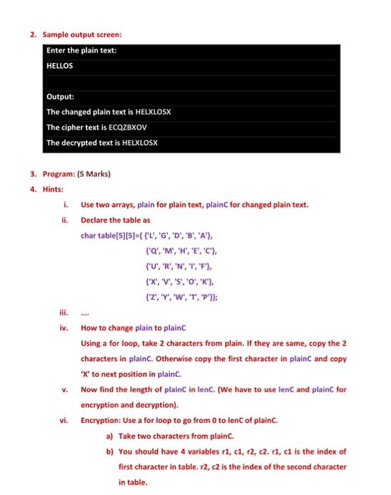 Solved Write Code C And The Algorithm For Playfair Ciph Chegg Com