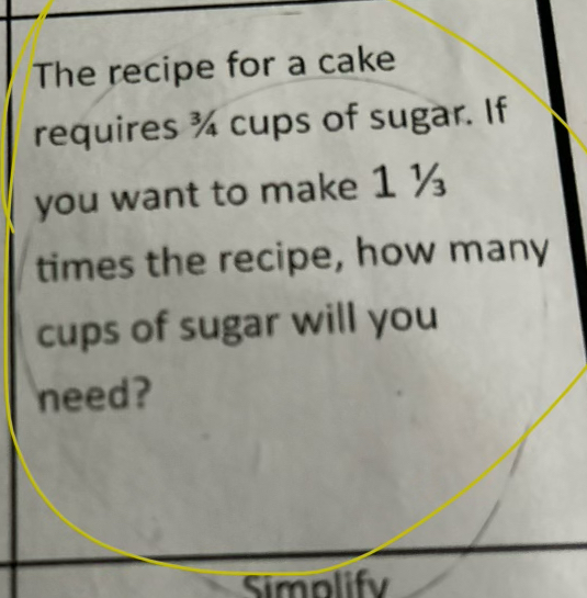 Solved The recipe for a cakerequires 34 ﻿cups of sugar. | Chegg.com