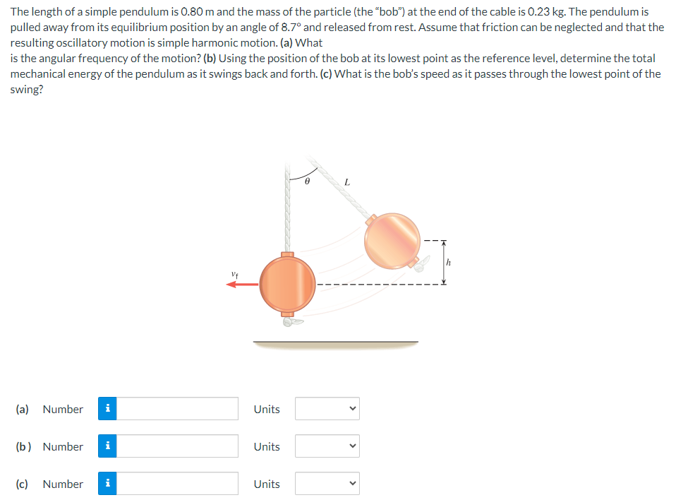 Solved The length of a simple pendulum is 0.80m ﻿and the | Chegg.com
