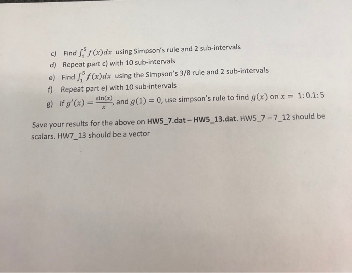 Solved 2) Numerical Integration There are many simply | Chegg.com
