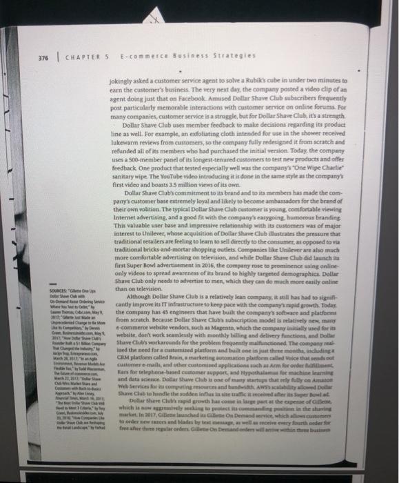Solved 374 CHAPTER E-commerce Business Strategies 5.6 CASE | Chegg.com