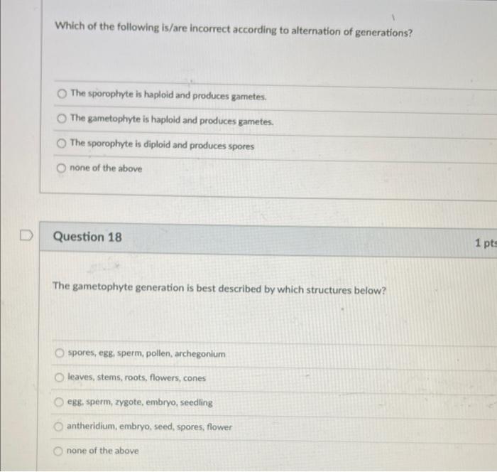 Solved T/F: A move towards a sporophyte-dominanted life | Chegg.com
