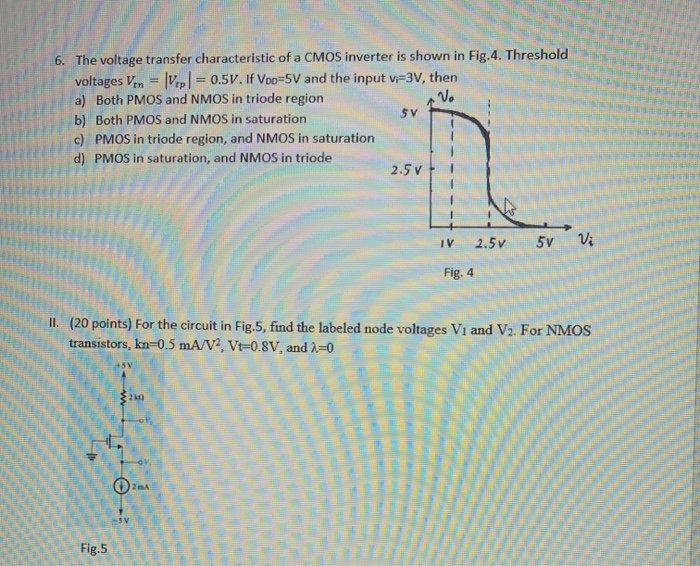 Solved V. 6. The voltage transfer characteristic of a CMOS | Chegg.com