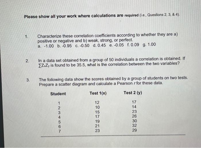 Solved Please show all your work where calculations are | Chegg.com