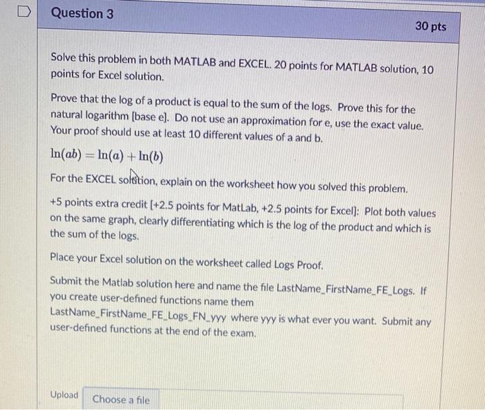 Solved Question 3 30 pts Solve this problem in both MATLAB | Chegg.com
