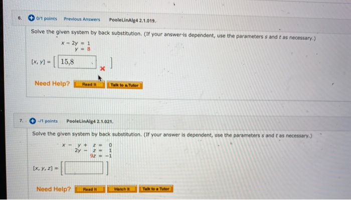 Solved Solve The Given System By Back Substitution. (If Your | Chegg.com