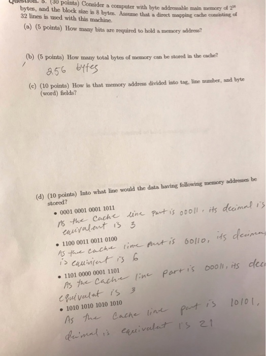 Solved Question. 5. (30 points) Consider a computer with | Chegg.com