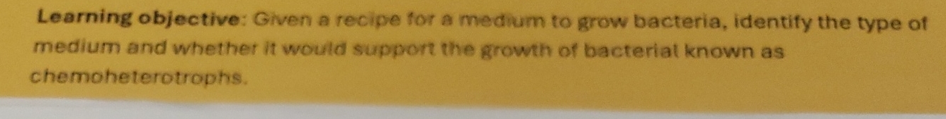 Solved Learning objective: Given a recipe for a medium to | Chegg.com