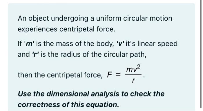 Solved An object undergoing a uniform circular motion | Chegg.com