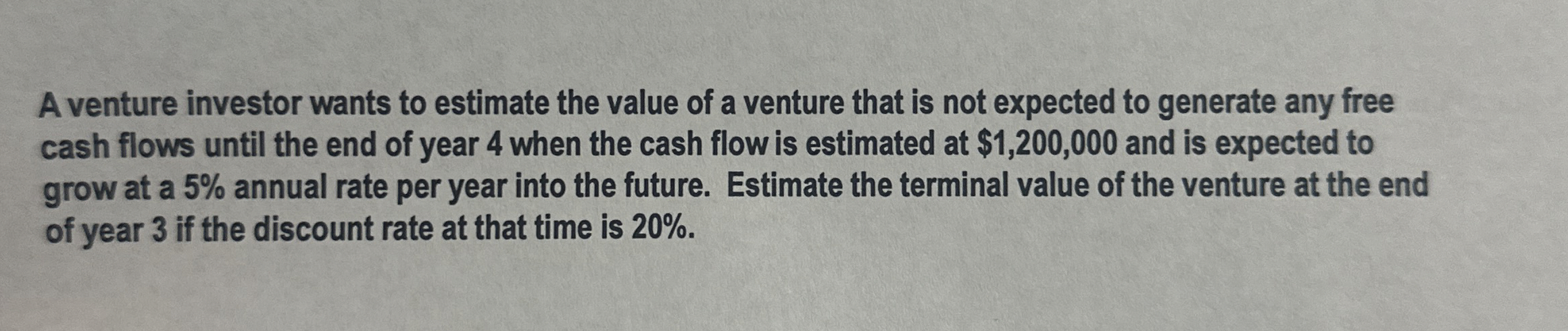Solved A venture investor wants to estimate the value of a | Chegg.com