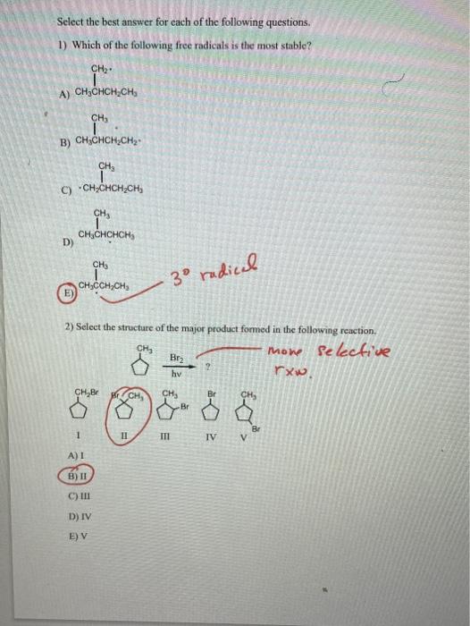 Solved Select the best answer for each of the following | Chegg.com