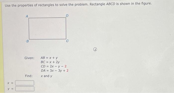 Solved Use the properties of rectangles to solve the | Chegg.com