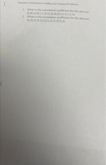 Solved The Correlation Coefficient For The Association Or Cheggcom