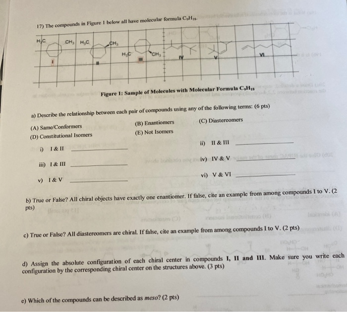 Solved 17) The compounds in Figure I below all have | Chegg.com