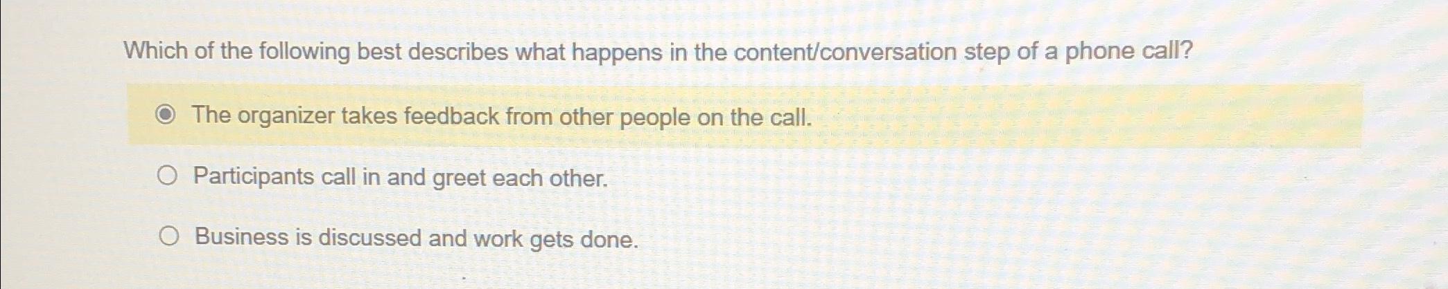 Solved Which of the following best describes what happens in | Chegg.com