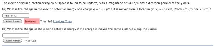 Solved The electric field in a particular region of space is | Chegg.com