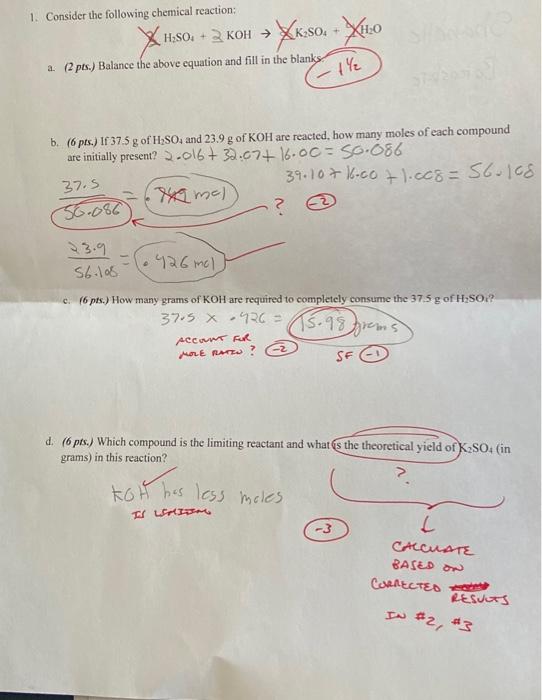 Solved 1. Consider The Following Chemical Reaction: | Chegg.com