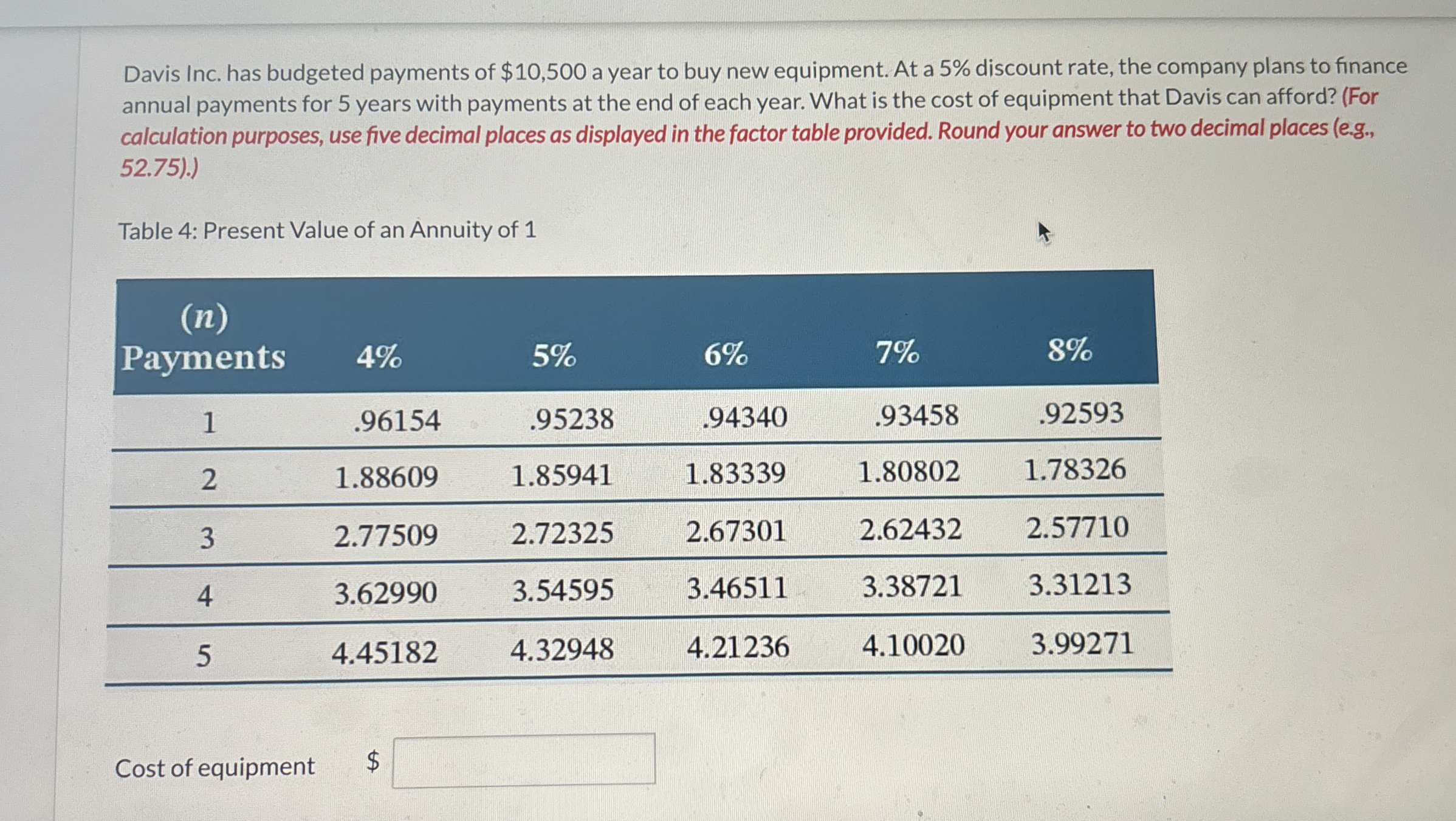 Solved Davis Inc. has budgeted payments of 10,500 ﻿a year