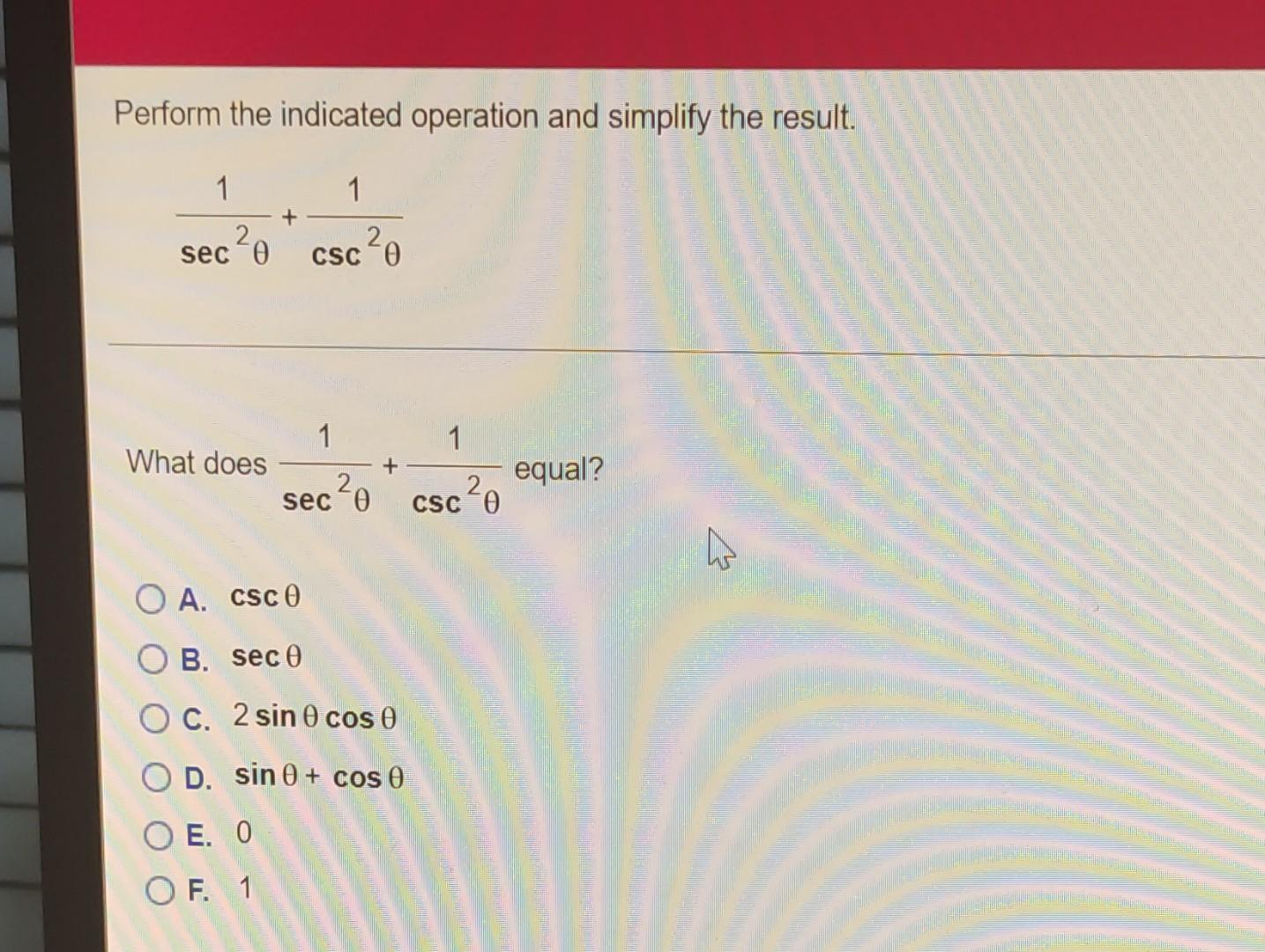 Solved Perform the indicated operation and simplify the | Chegg.com image.