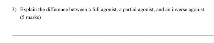 Solved 3) Explain the difference between a full agonist, a | Chegg.com