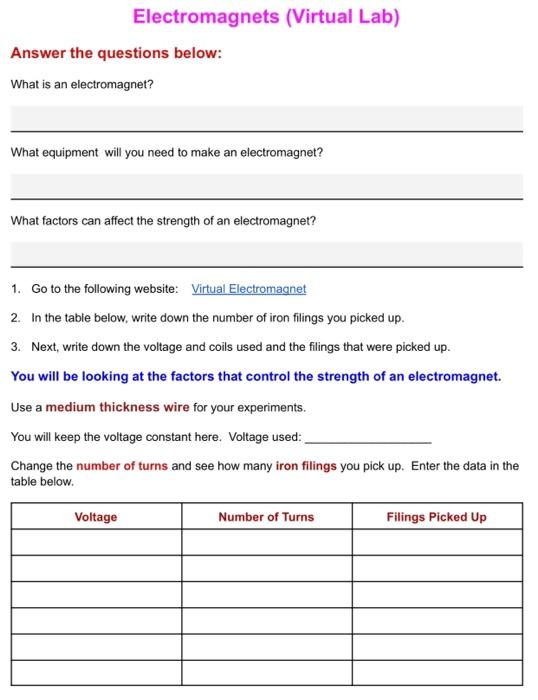 (Virtual Lab) Answer the questions