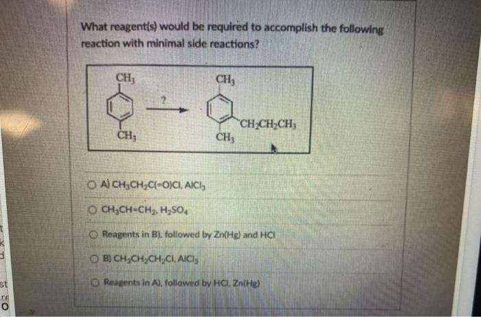 Solved What reagent(s) would be required to accomplish the | Chegg.com