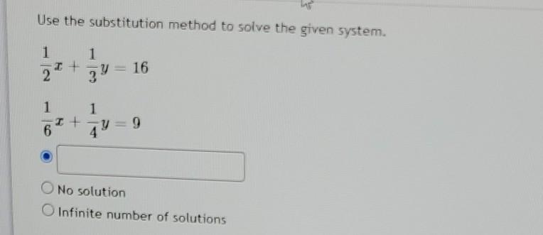 Solved Use the substitution method to solve the given | Chegg.com