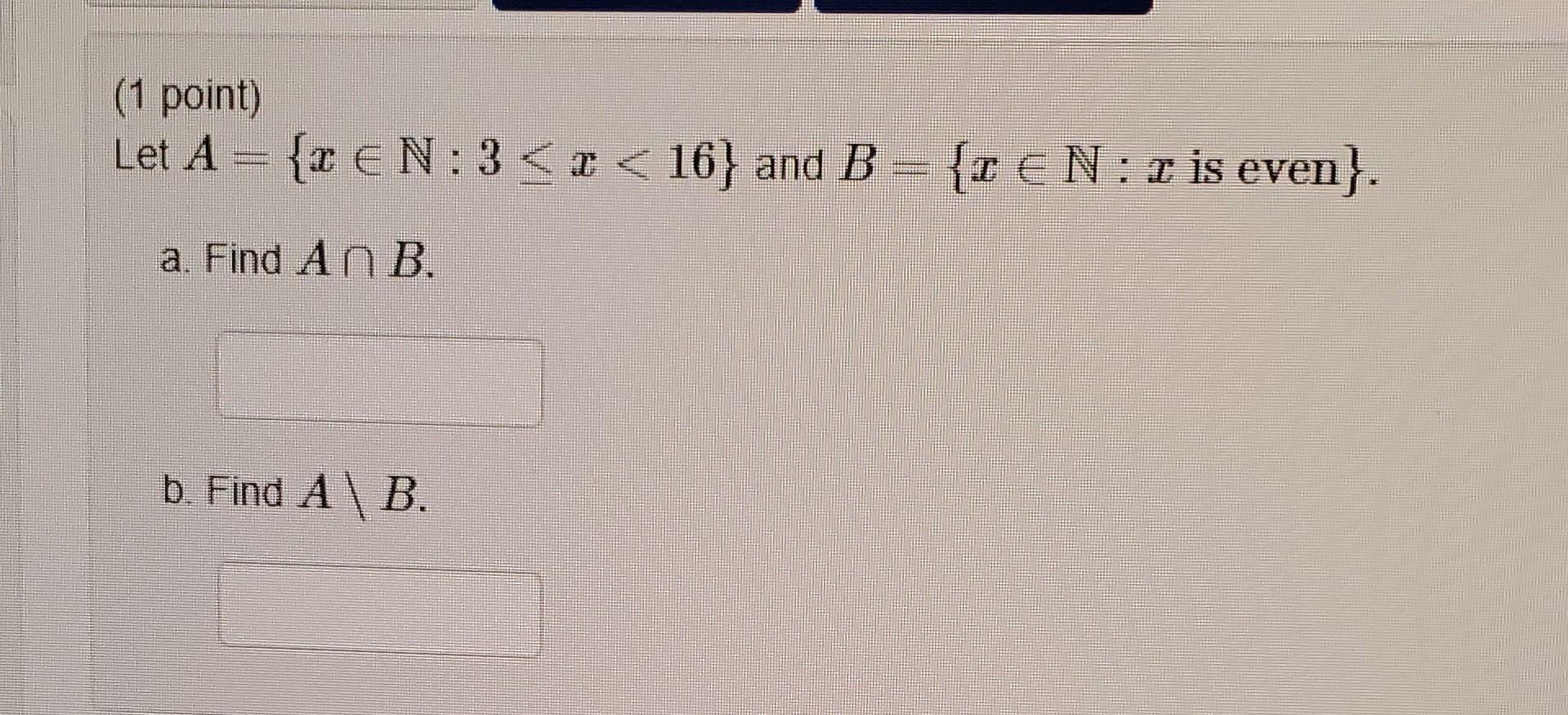 Solved 1 Point Let A {x∈n 3≤x