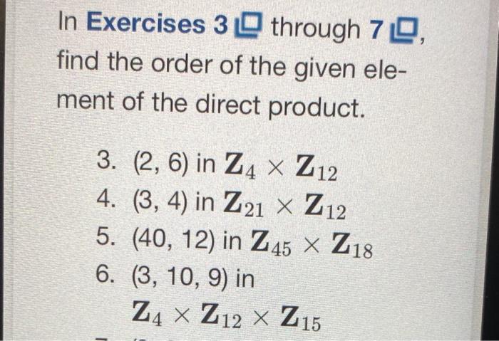 Solved In Exercises 3 3 through 7∣, find the order of the | Chegg.com