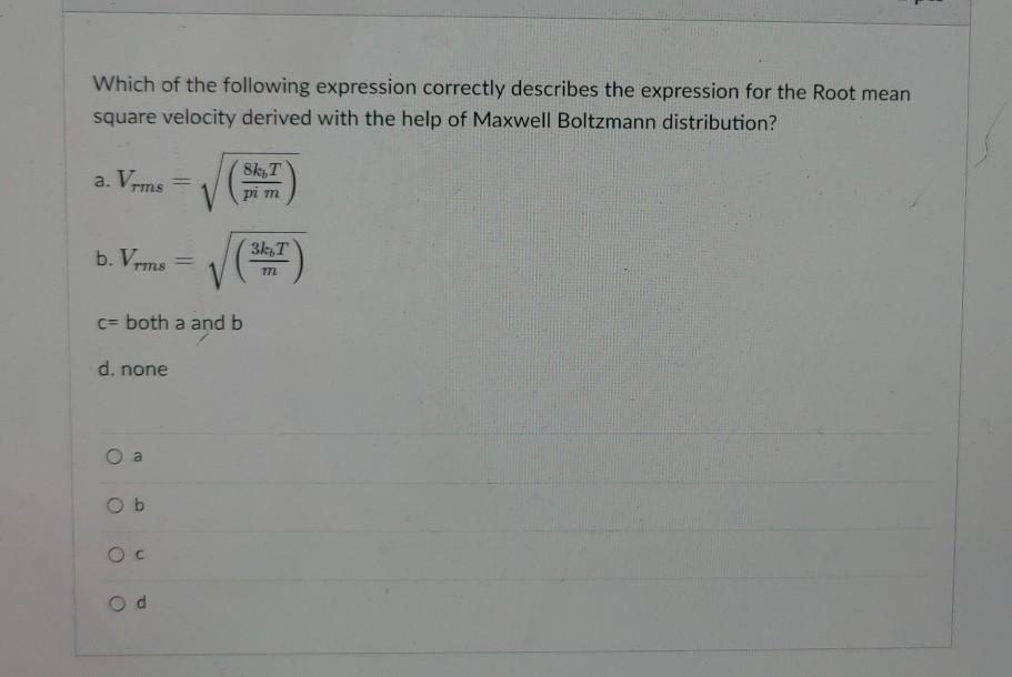 Solved Which Of The Following Expression Correctly Describes