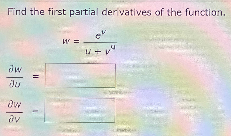 Solved Find the first partial derivatives of the | Chegg.com
