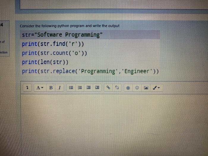 Solved 4 1 of Consider the following python program and | Chegg.com