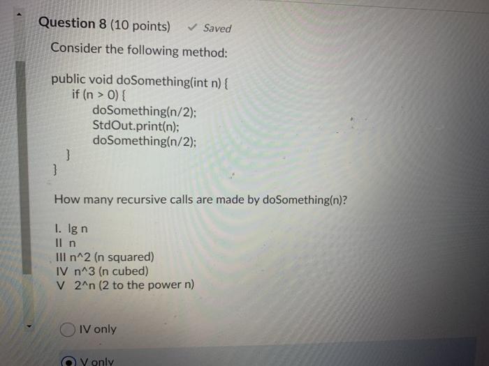 Solved Question 8 (10 Points) Saved Consider The Following | Chegg.com