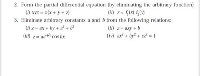 Solved Partial Differential Equations 2 Form The Partial Chegg Com