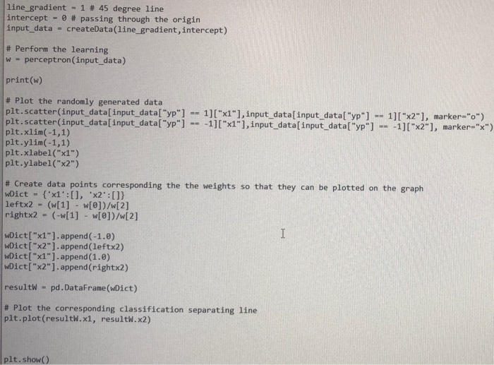 Modify the program called perceptron.py to implement | Chegg.com