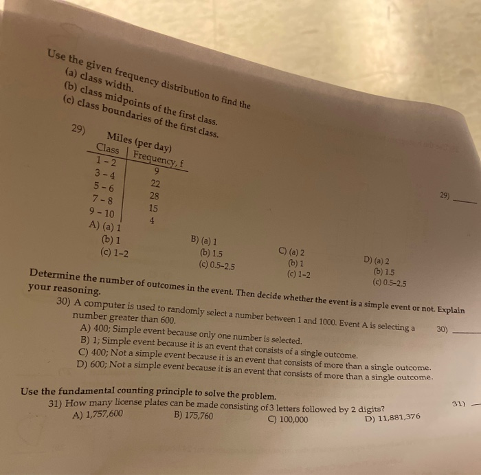 Solved Use The Given Frequency Distribution To Find The (a) | Chegg.com