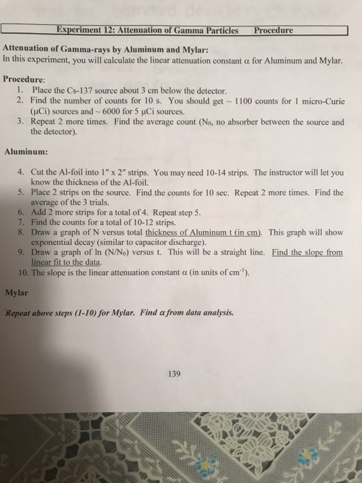 attenuation of gamma rays experiment