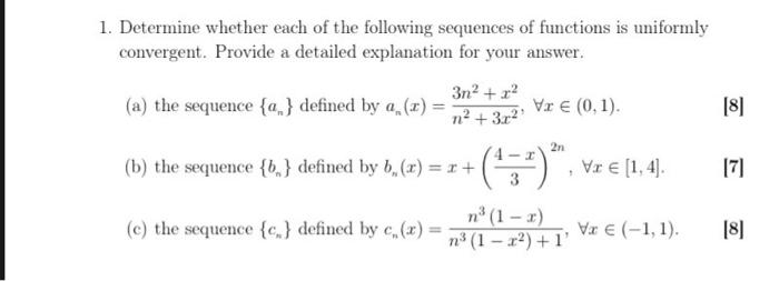 Solved 1. Determine whether each of the following sequences | Chegg.com