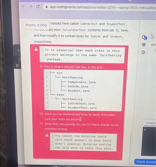 Solved In this lab, we are qoing to write tests for a | Chegg.com