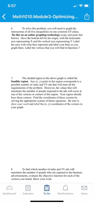 5:57 Math1010. Module 3-Optimizing... Optimizing an | Chegg.com