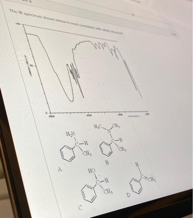 The IR spectrum shown below is most consistent with | Chegg.com