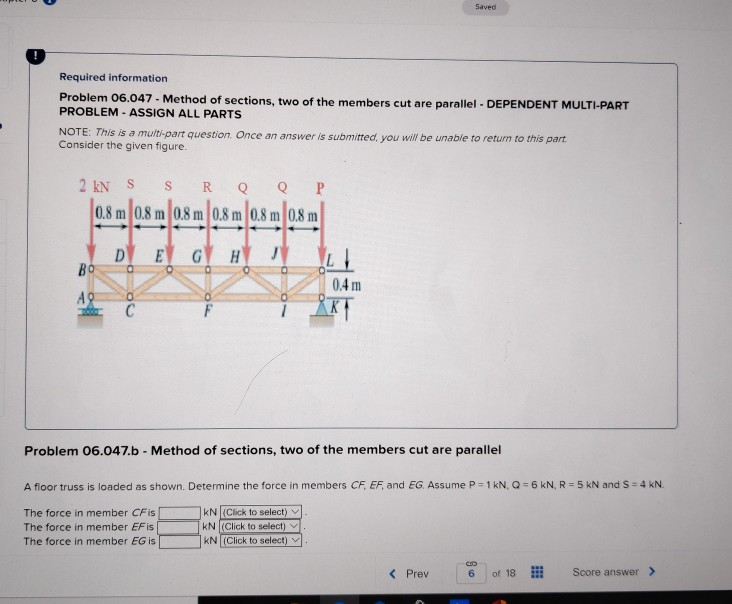 Solved Saved Required Information Problem 06.047 - Method Of | Chegg.com