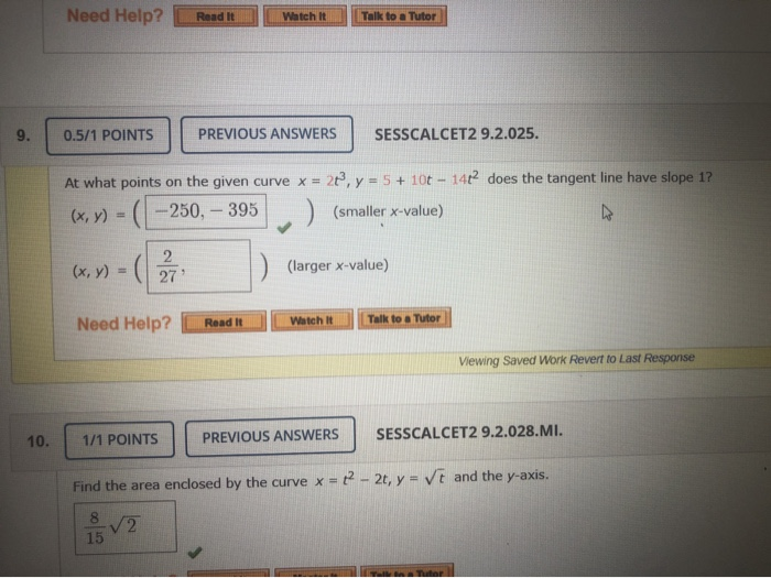 Solved Need Help? Read It Watch Talk to a Tutor 0.5/1 POINTS | Chegg.com