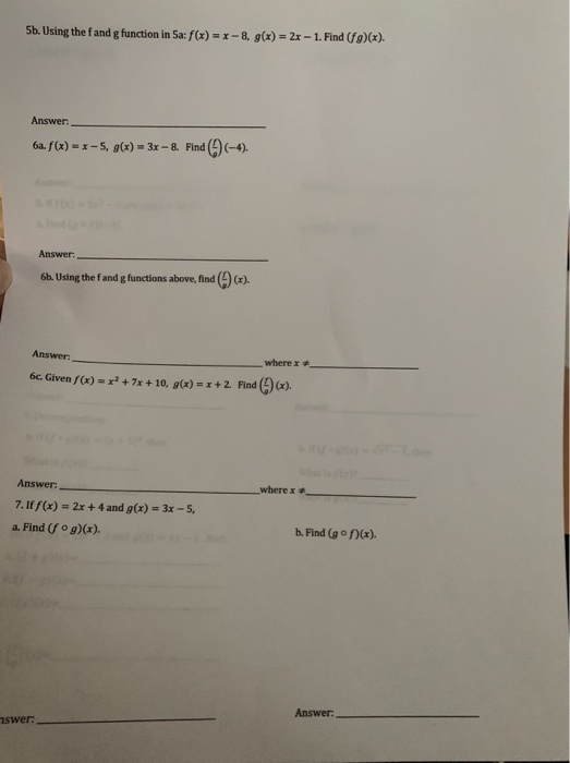 Solved 2x-1. Find (fg)(x). Sb. Using the f and g function in | Chegg.com