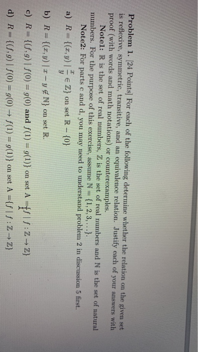 Solved Problem 1. [24 Points) For each of the following | Chegg.com