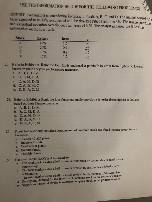Solved USE THE INFORMATION BELOW FOR THE FOLLOWING | Chegg.com