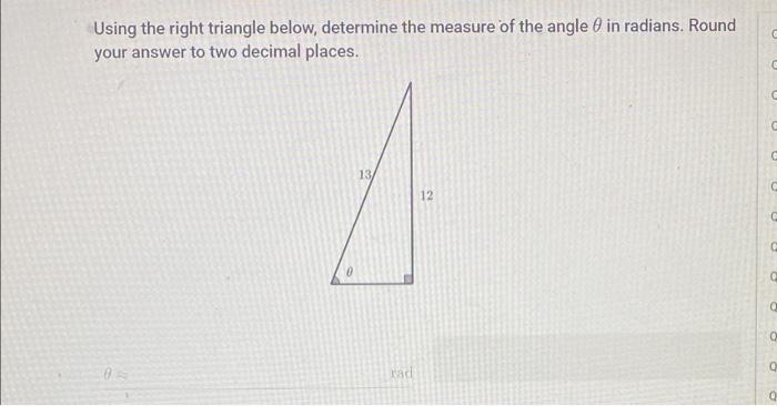 Solved Using the right traingle below determine the measure | Chegg.com