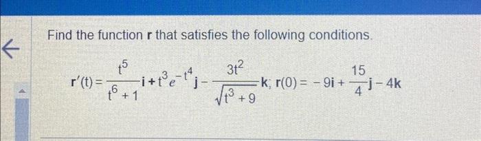 Solved Find the function r that satisfies the following | Chegg.com