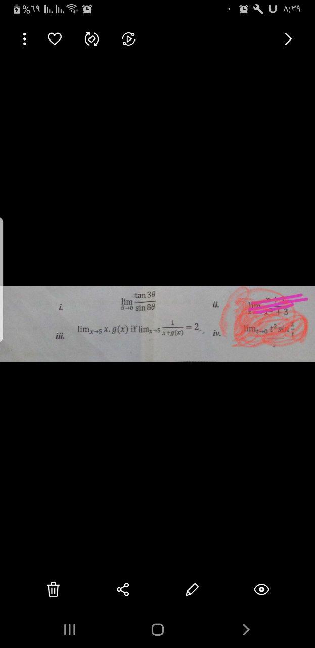 Solved 6 79 Iii Cu 1 Tan 3e I Lim Sin Ii Lim Chegg Com