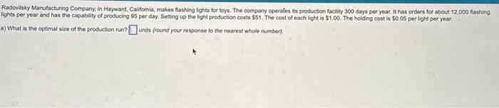 Solved Radovilsky Manufacturing Company, in Hayward, | Chegg.com